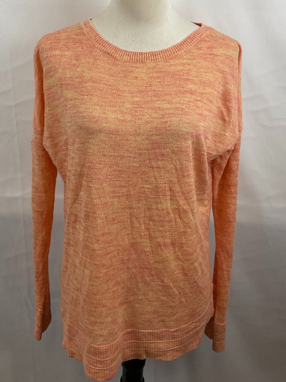 Lululemon Sweater Heathered Peach Long Sleeve Semi-Sheer Back Wide Neckline Soft
